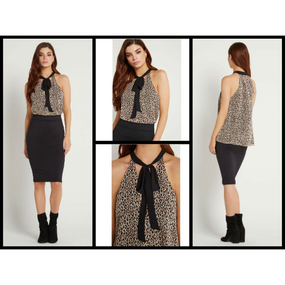 💕BCBGENERATION💕 Leopard Print Scarf Halter Top Small S NWT - Picture 5 of 8